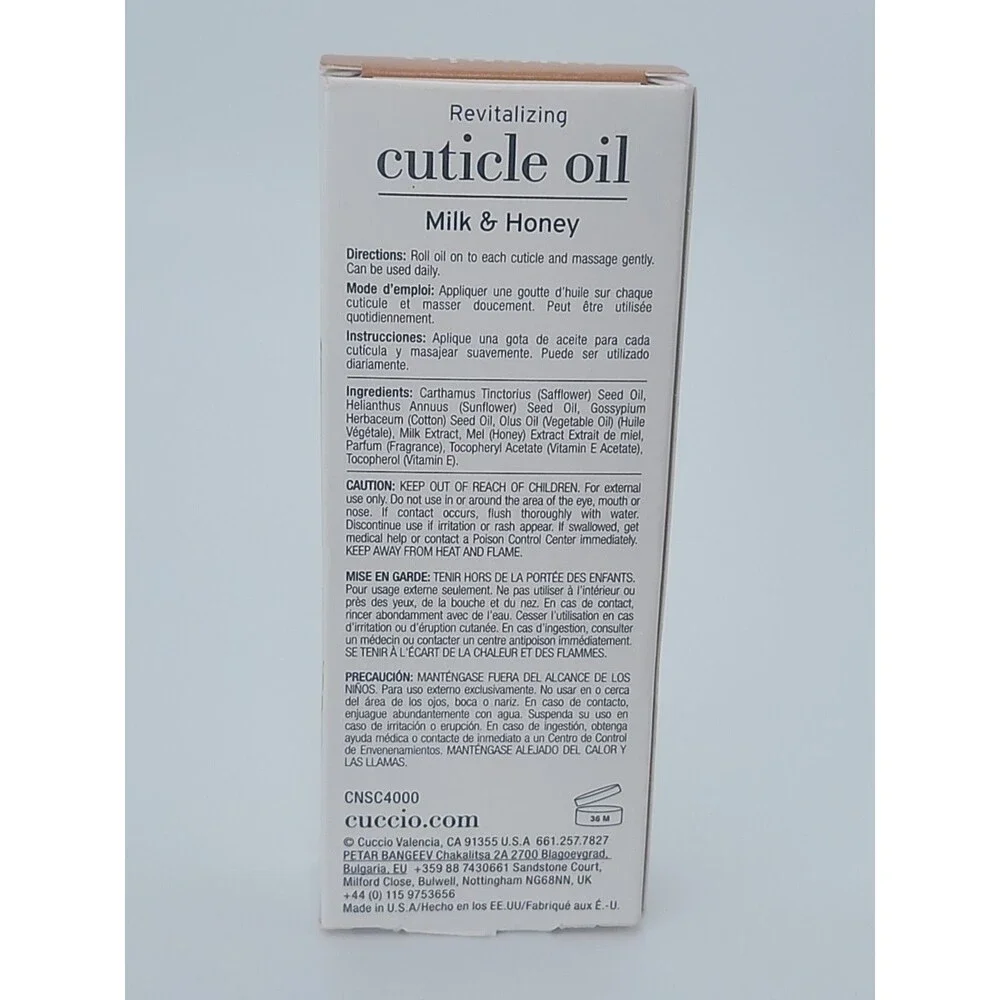 Lot Of 2 Cuccio Revitalizing Roll-On Cuticle Oil Milk & Honey 10ml